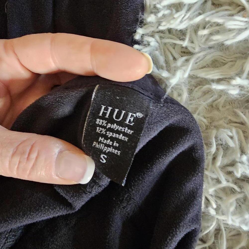 HUE Black Velour Leggings with Waistband Detail, Size Small - Picture 2 of 6